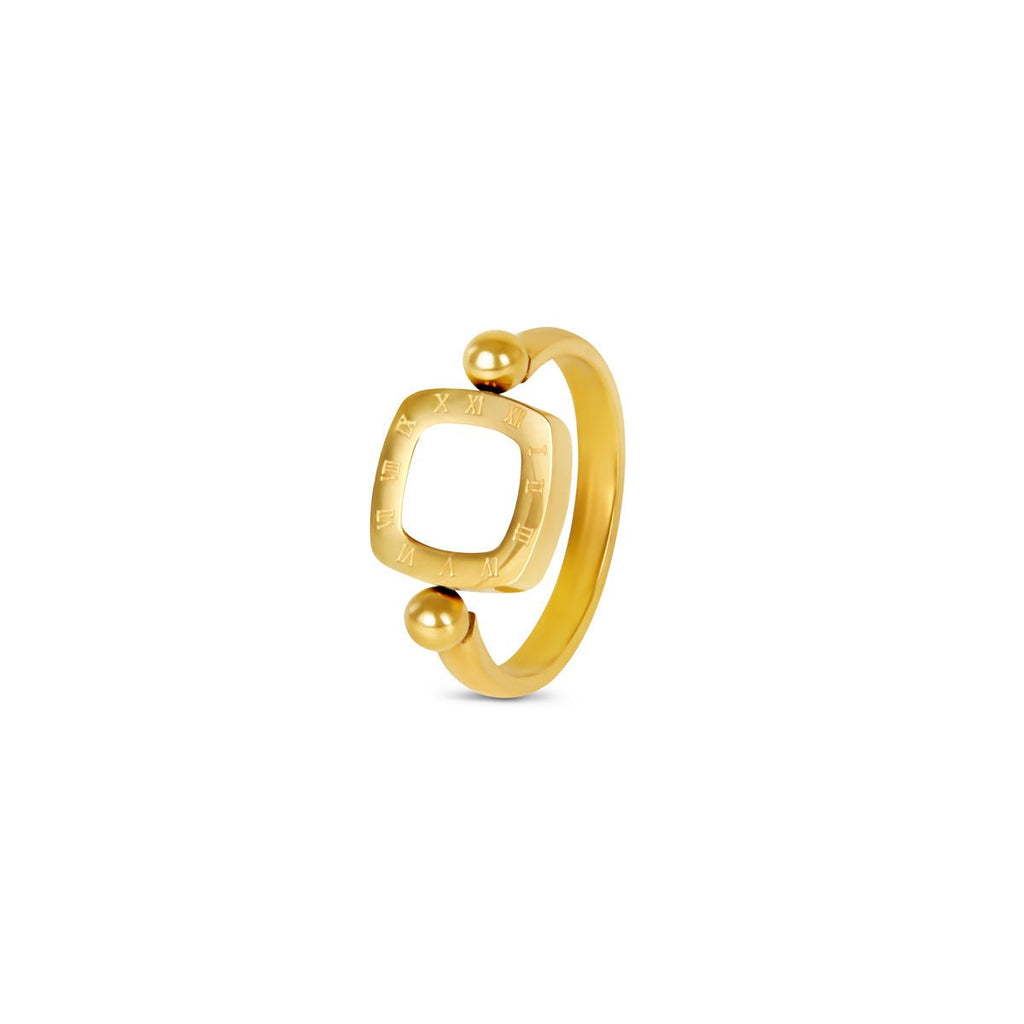 Rotating Square Charm Ring Plated in 18k Gold