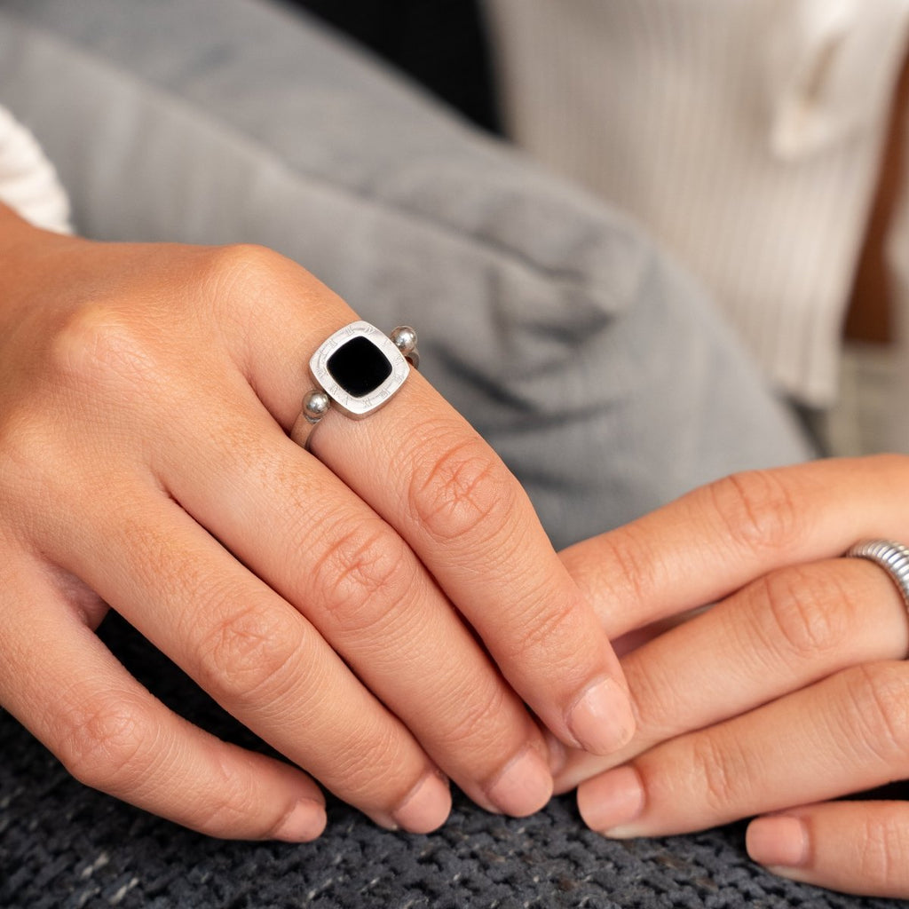 Rotating Square Charm Ring - Silver