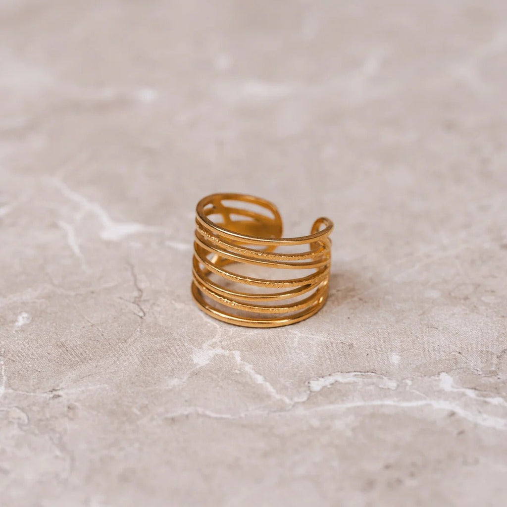 Adjustable Twisted Ring Plated in 18K Gold