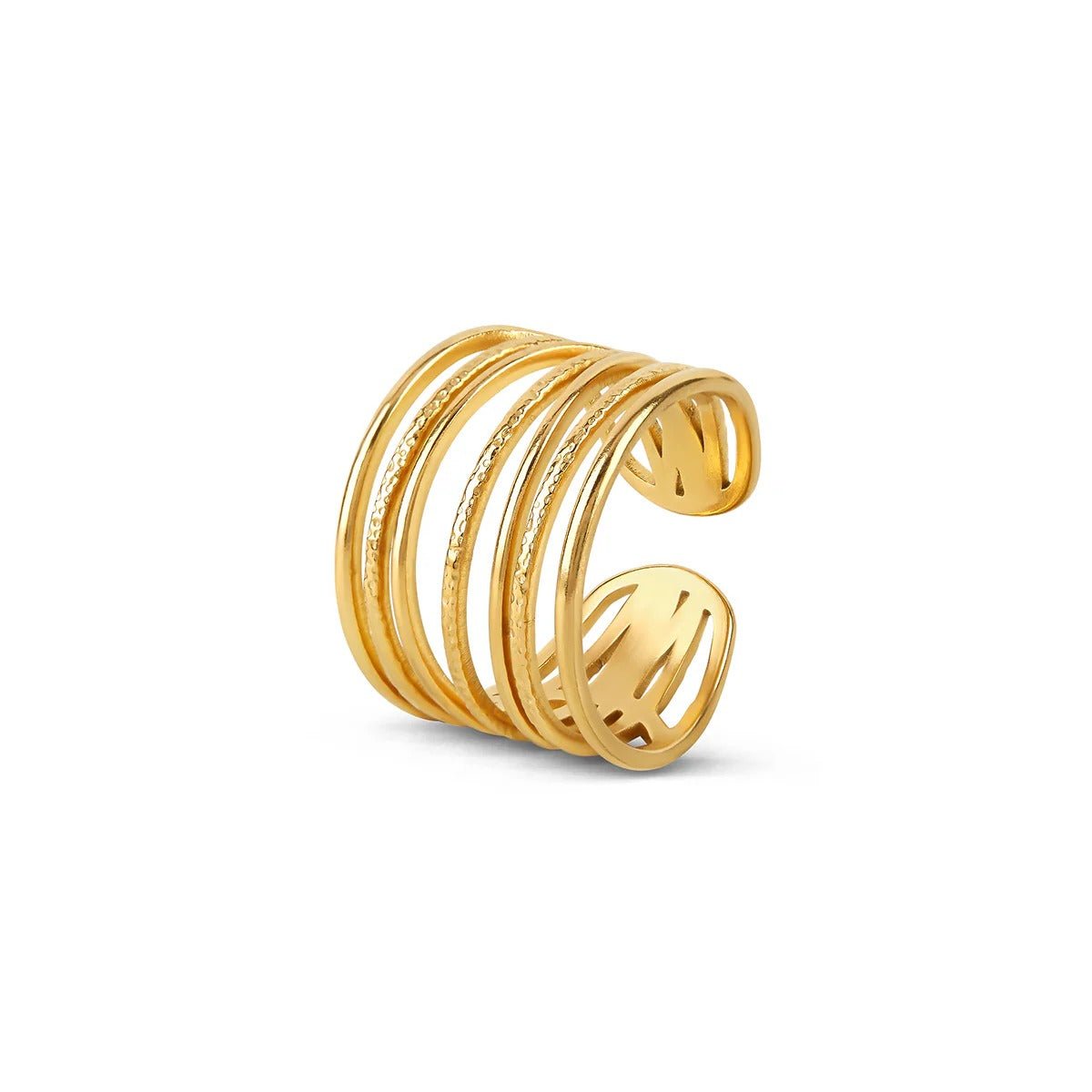 Adjustable Twisted Ring Plated in 18K Gold