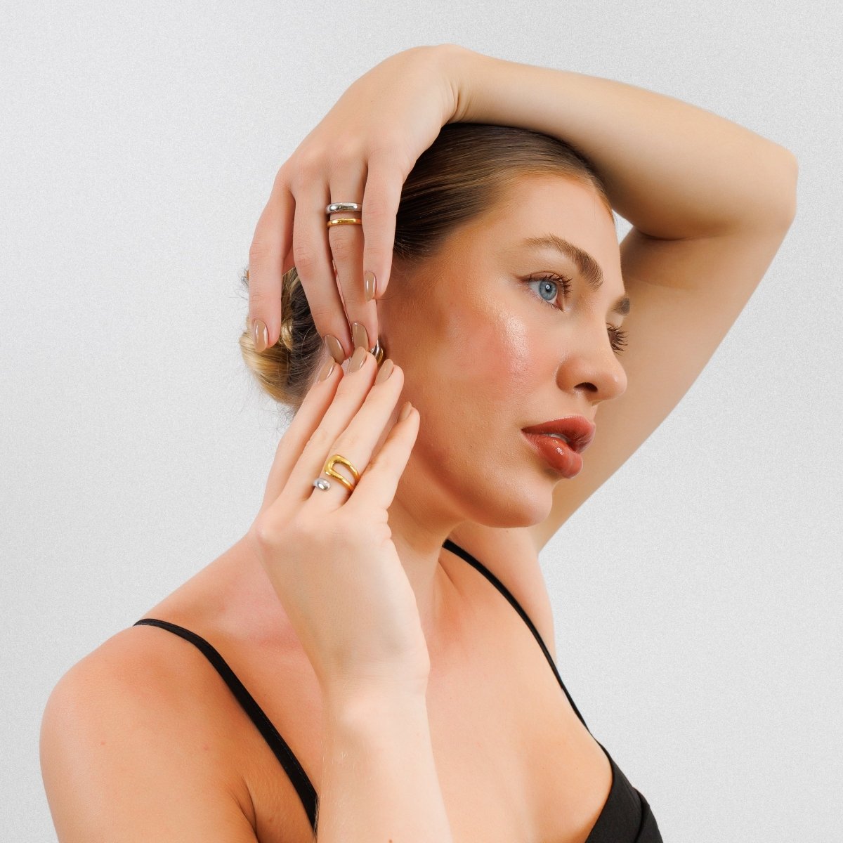 Adjustable Wave Ring with Gold and Silver Plating