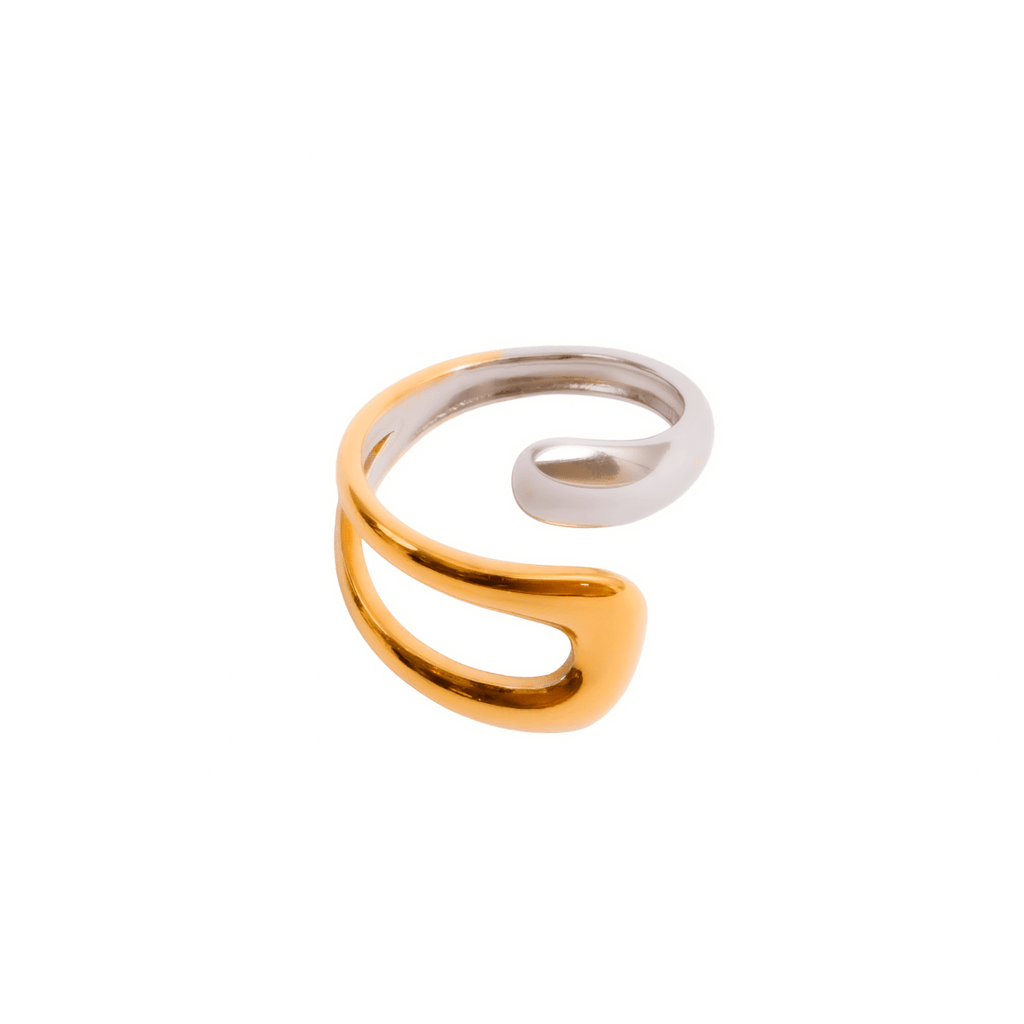 Adjustable Wave Ring with Gold and Silver Plating