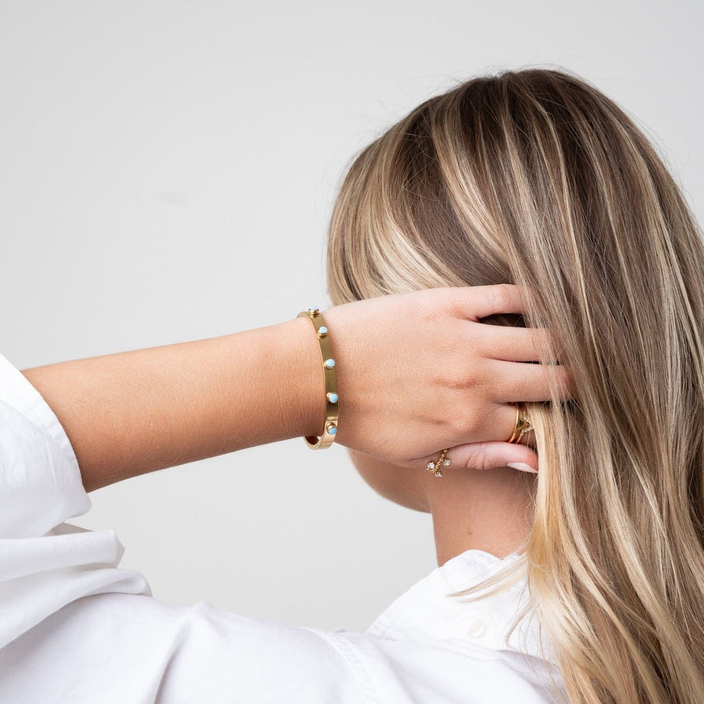 Aqua Stone Bracelet Plated in 18K Gold