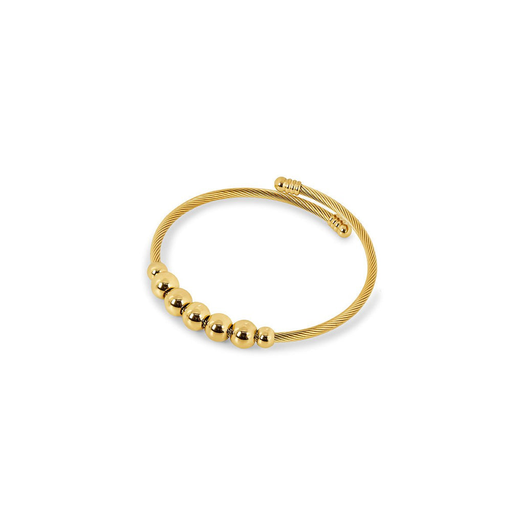 Adjustable Anti-Stress Bracelet with Beads, 18K Gold Plated