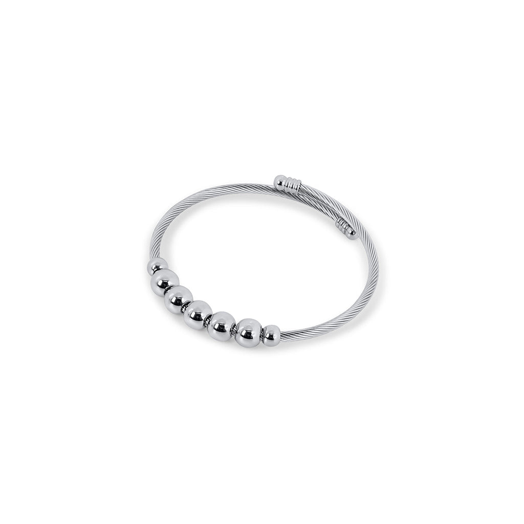 Adjustable Anti-stress Bracelet with Beads - Silver
