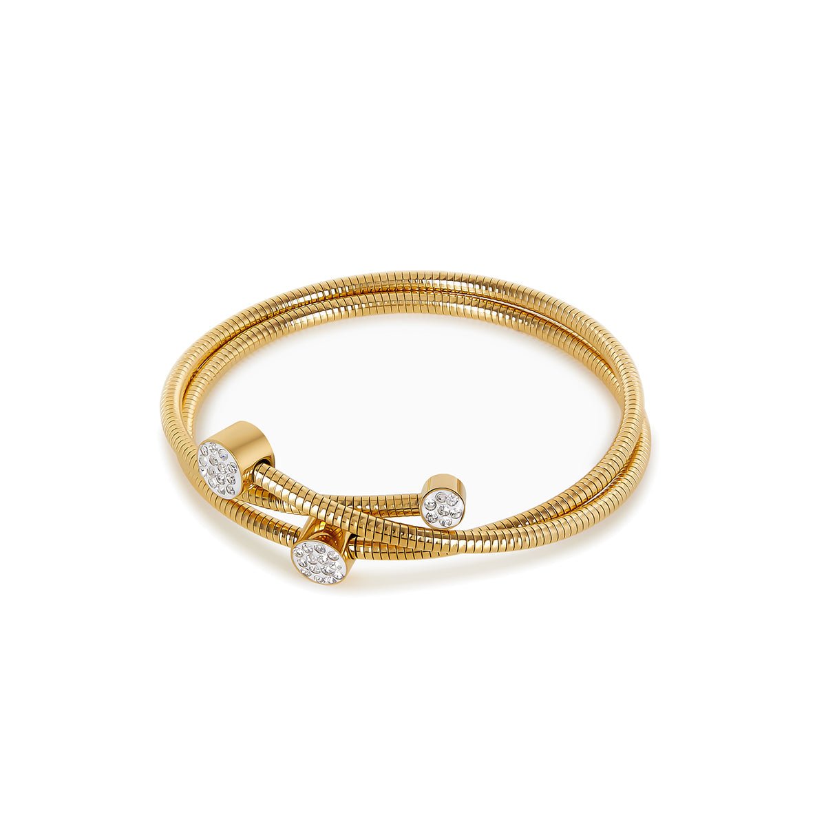 Spiral Bracelet with Crystals Plated in 18k Gold