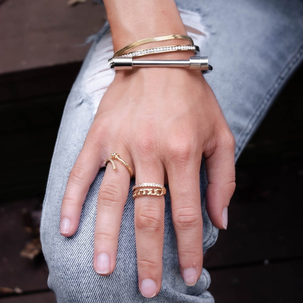 Screw Cuff Bracelet - Silver