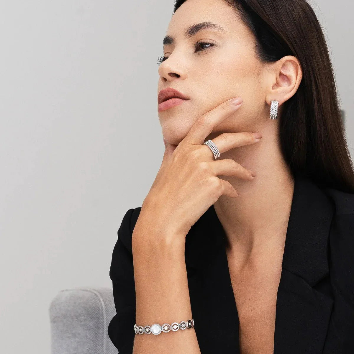 Olivia Zirconia Stone Bracelet - Silver