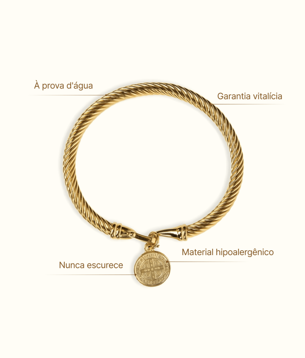 Saint Benedict Pendant Bracelet Plated in 18K Gold