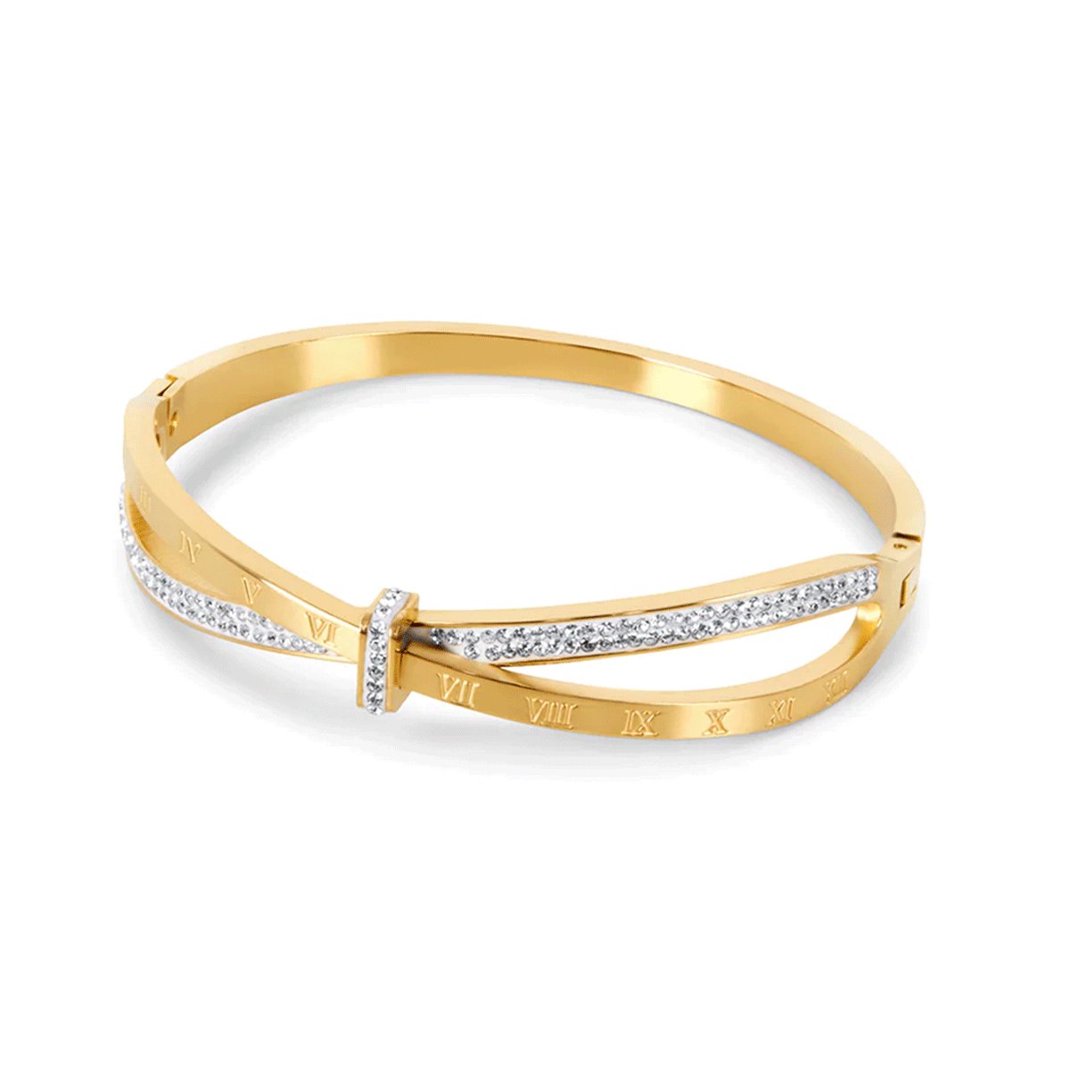 Roman Bracelet with Zirconia Plated in 18K Gold