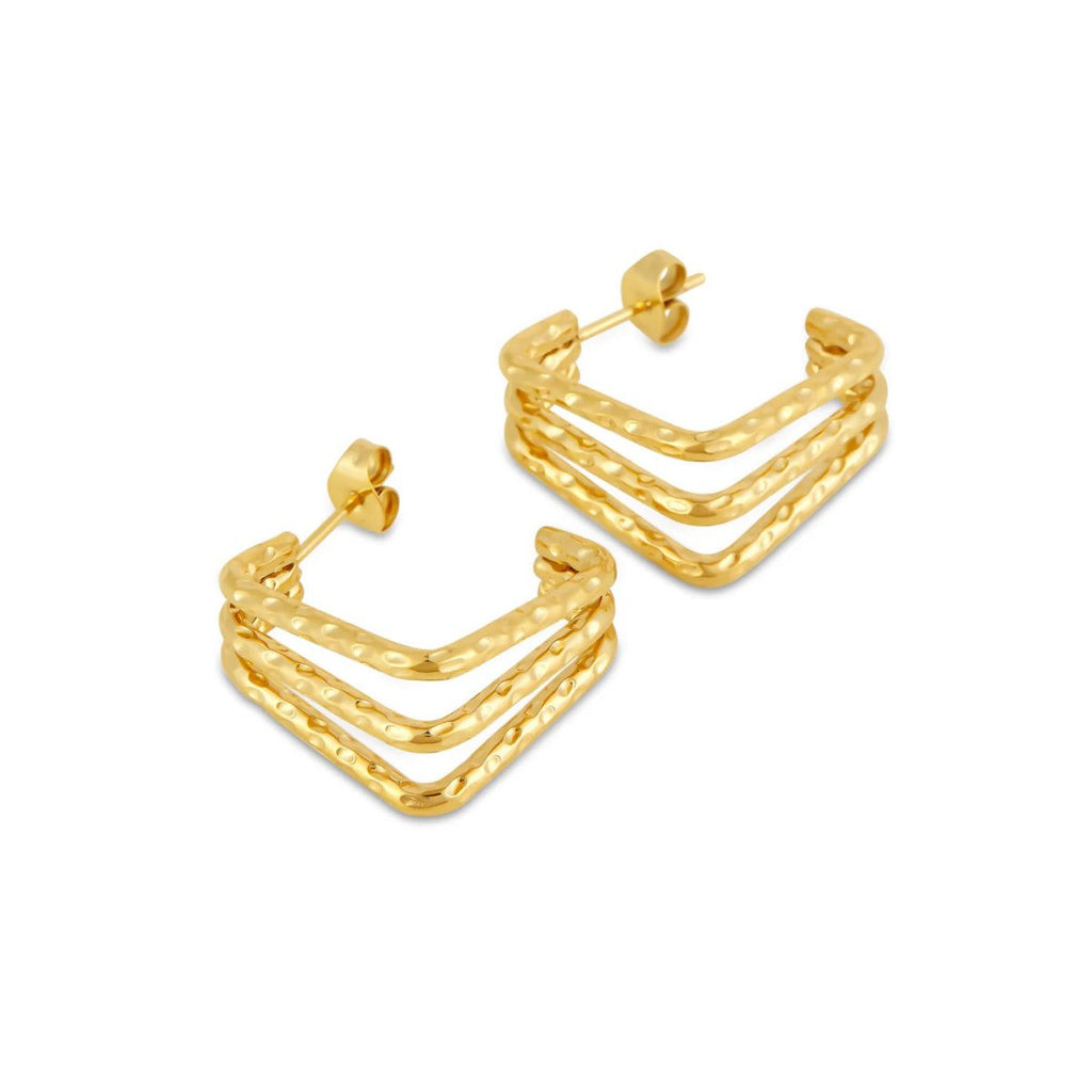 Amelie Triple Division Earrings Plated in 18K Gold
