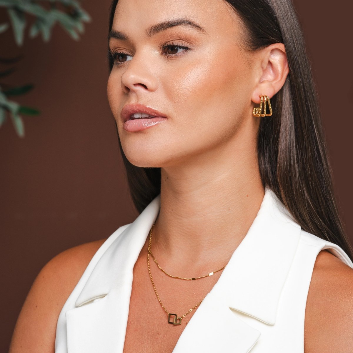 Amelie Triple Division Earrings Plated in 18K Gold