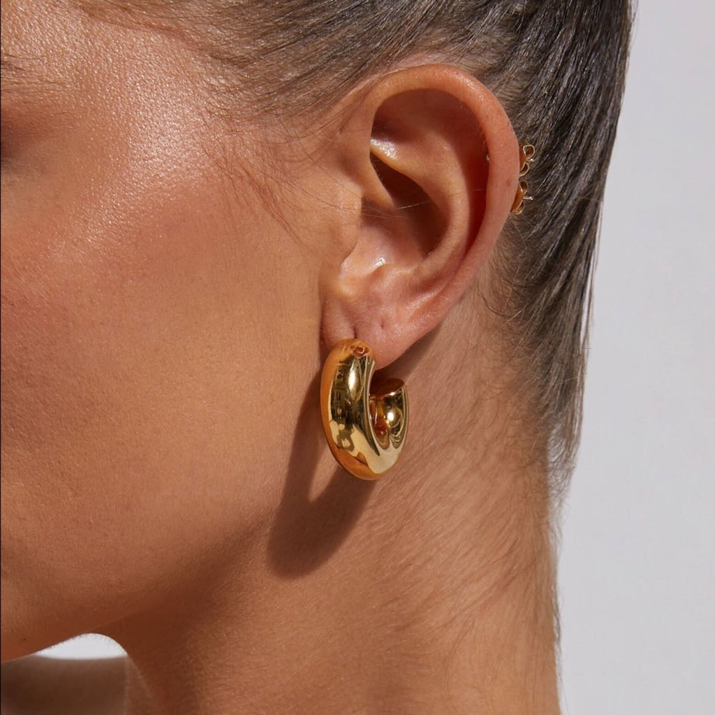 Lola Chunky Hoop Earrings Gold Plated 18K
