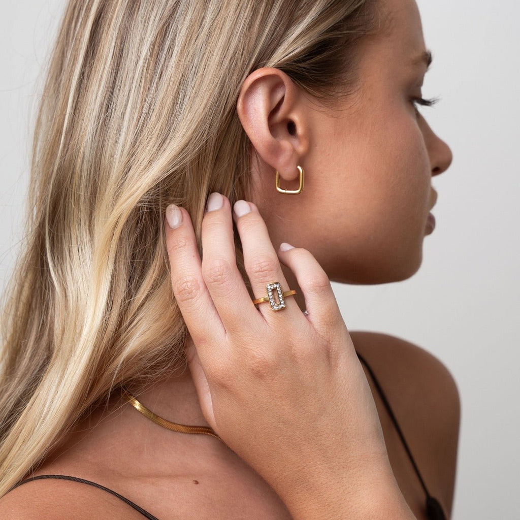 Square Hoop Earring Plated in 18k Gold