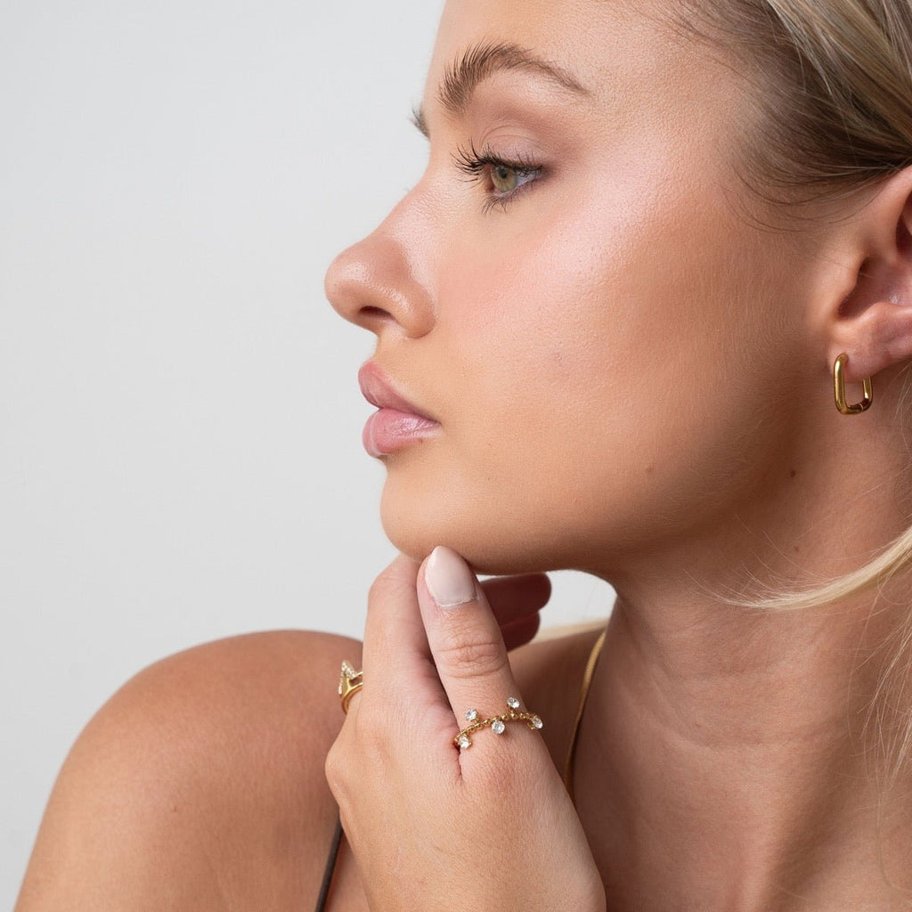 Square Hoop Earring Plated in 18k Gold