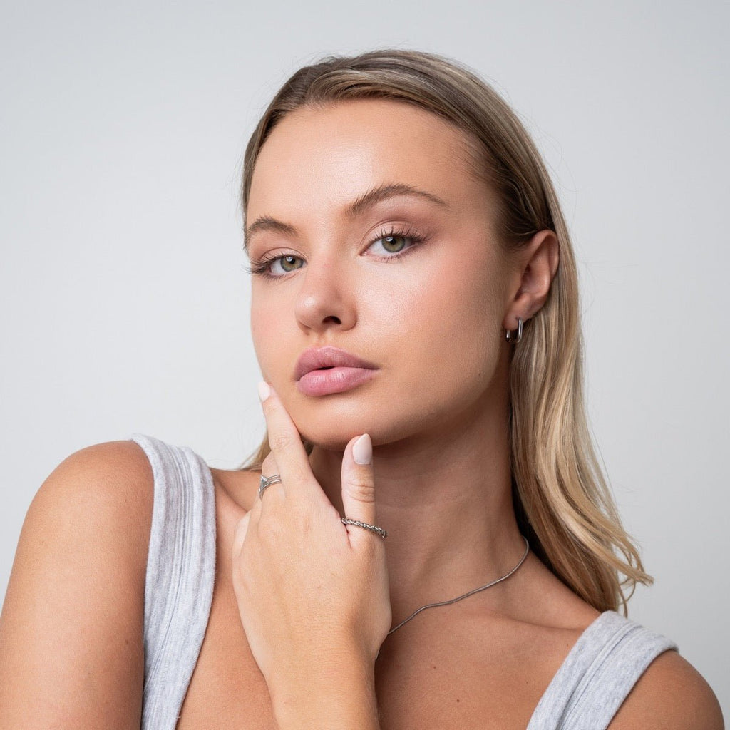 Square Hoop Earring - Silver