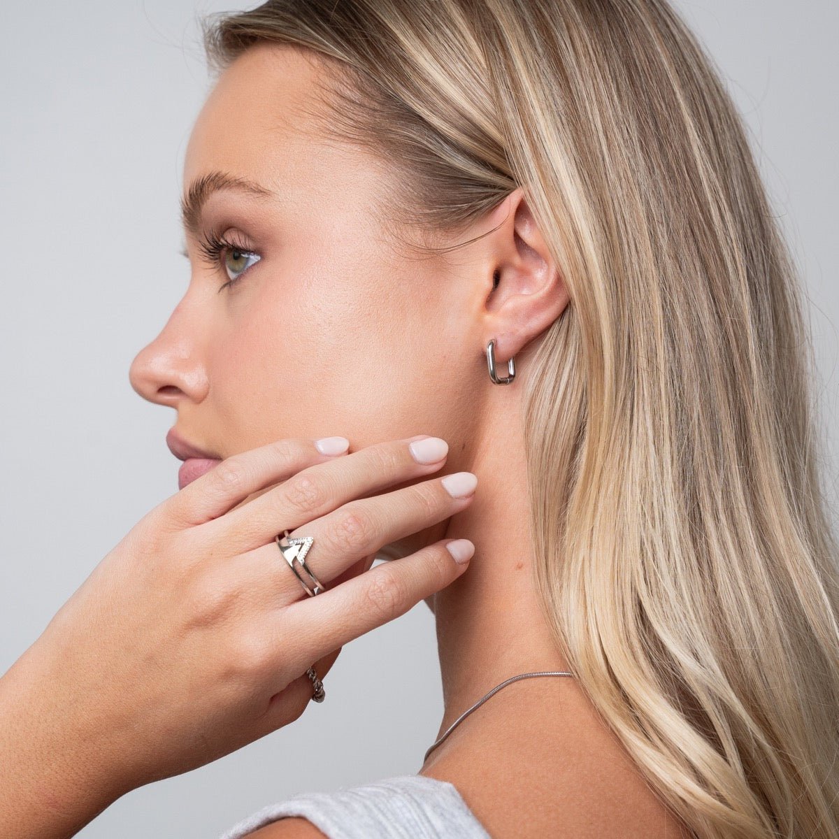 Square Hoop Earring - Silver