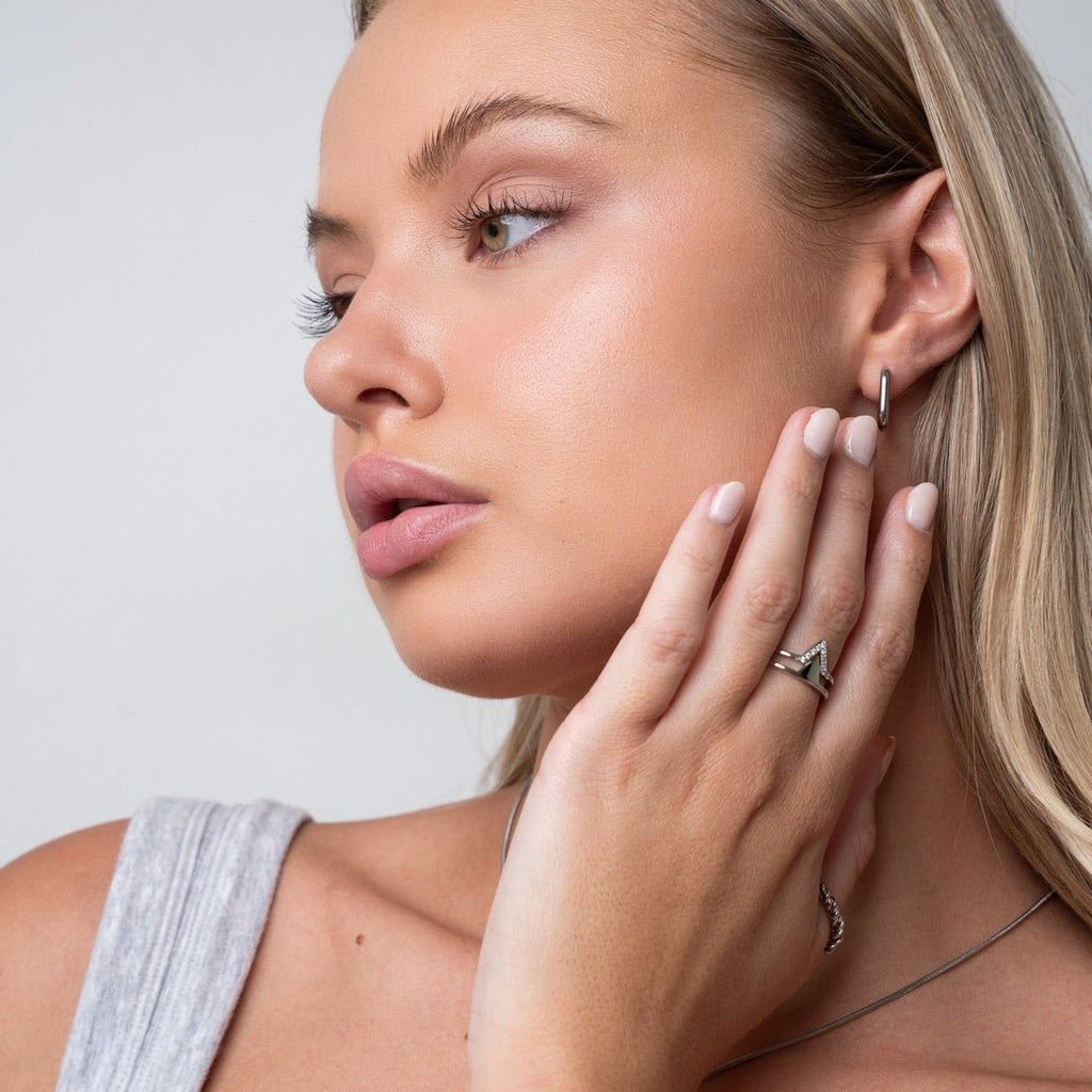 Square Hoop Earring - Silver