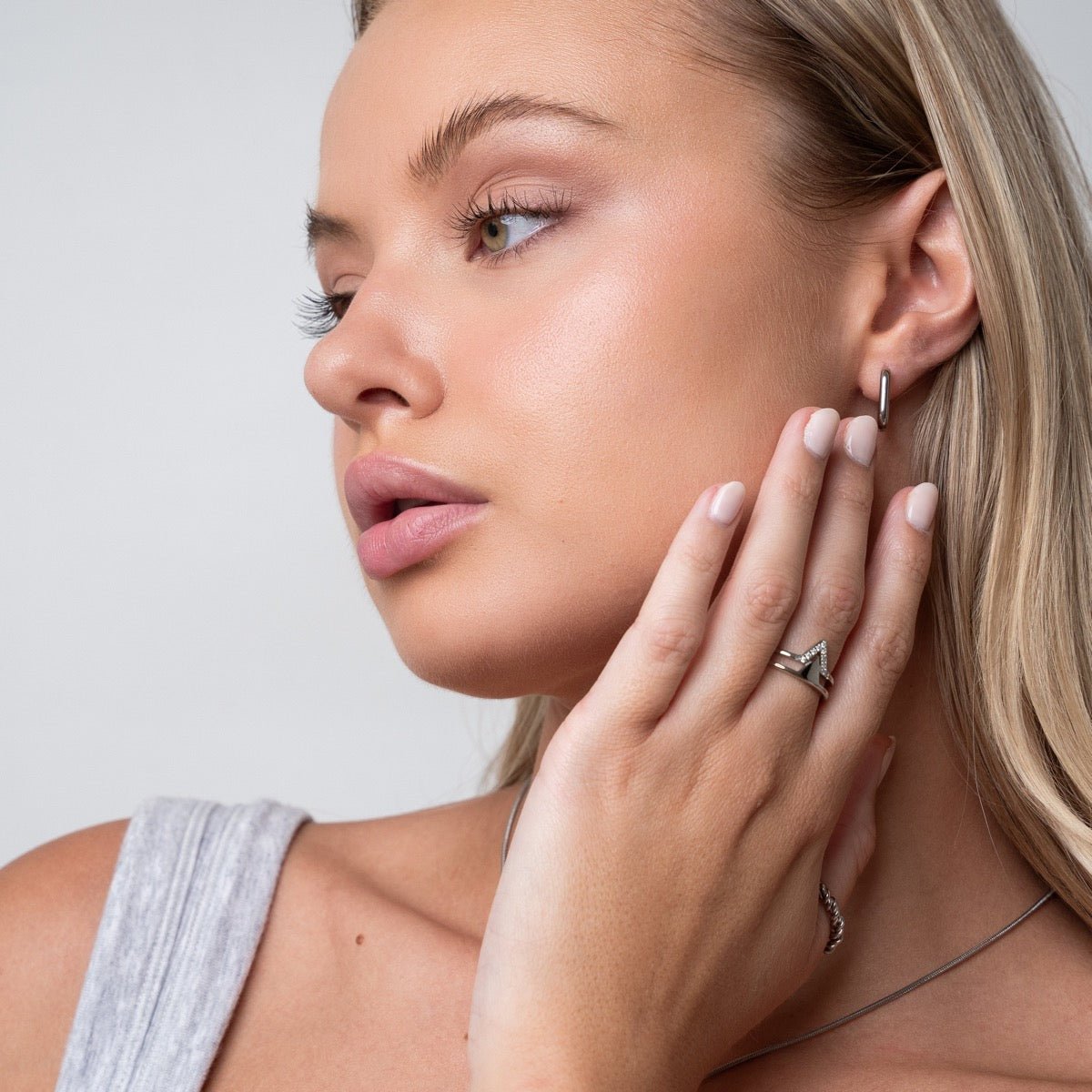 Square Hoop Earring - Silver