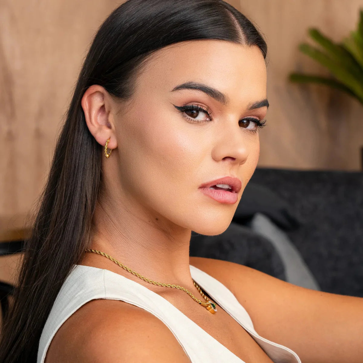 Twist Hoop Earring Plated in 18K Gold