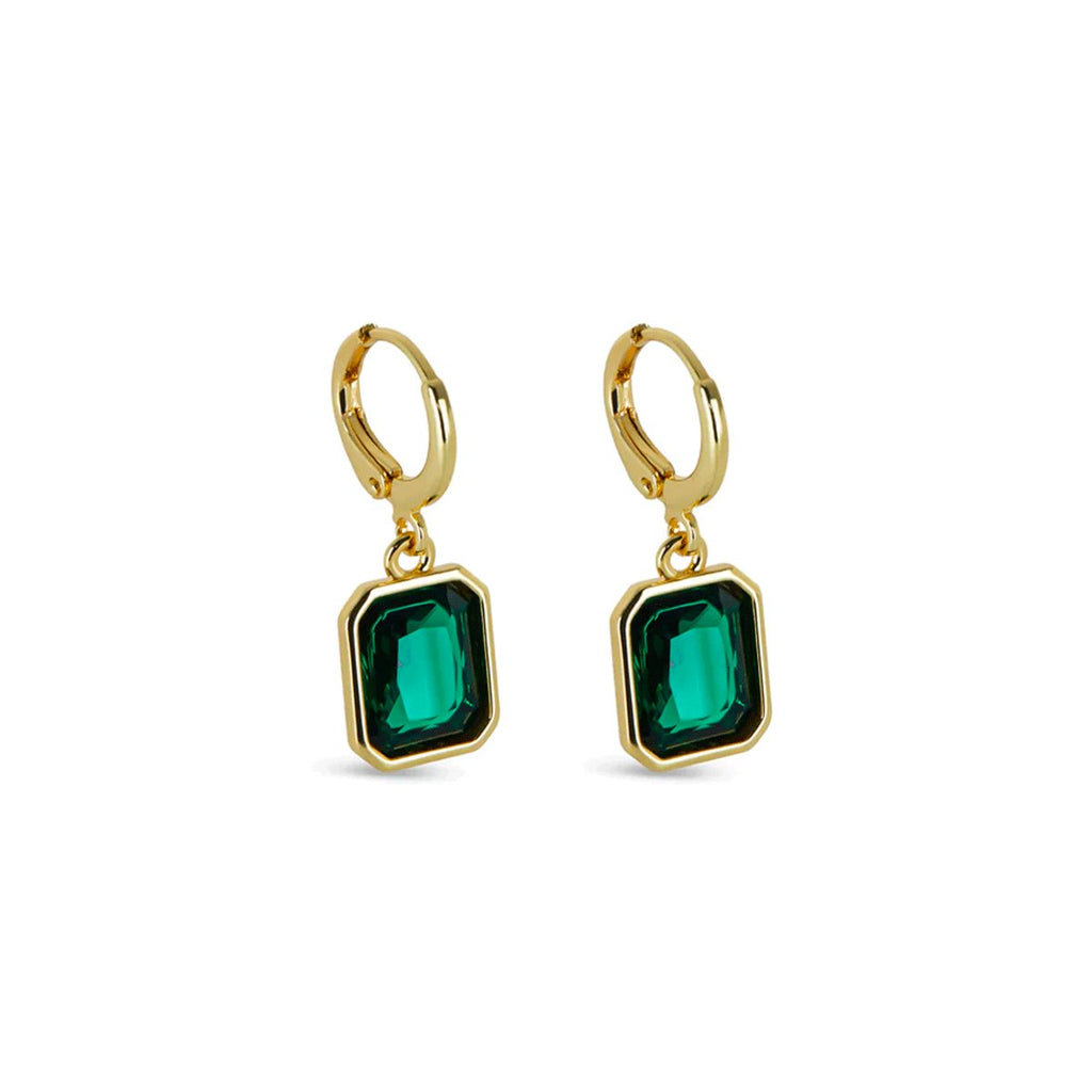 Green Crystal Hoop Earring Plated in 18k Gold