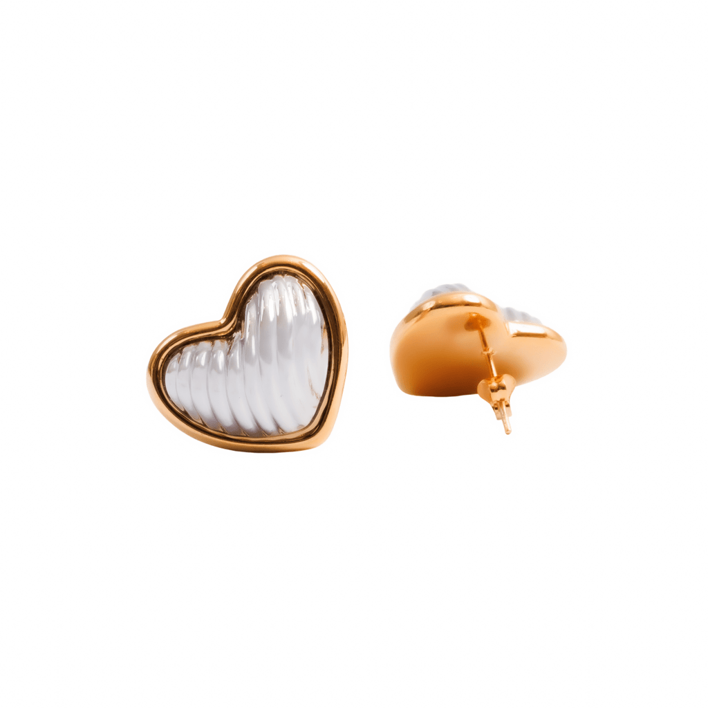 Heart-Shaped Contour Earring with Gold and Silver Mix