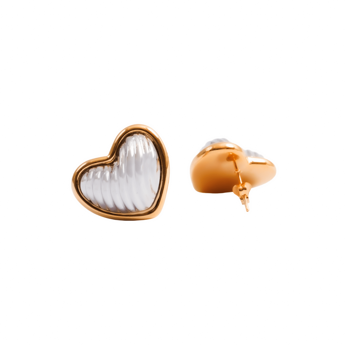 Heart-Shaped Contour Earring with Gold and Silver Mix