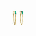 Elisabeth Chain Earring with Emerald Zirconia, 18K Gold Plated