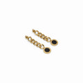 Glamour Chain Earring with Onyx Stone Plated in 18K Gold