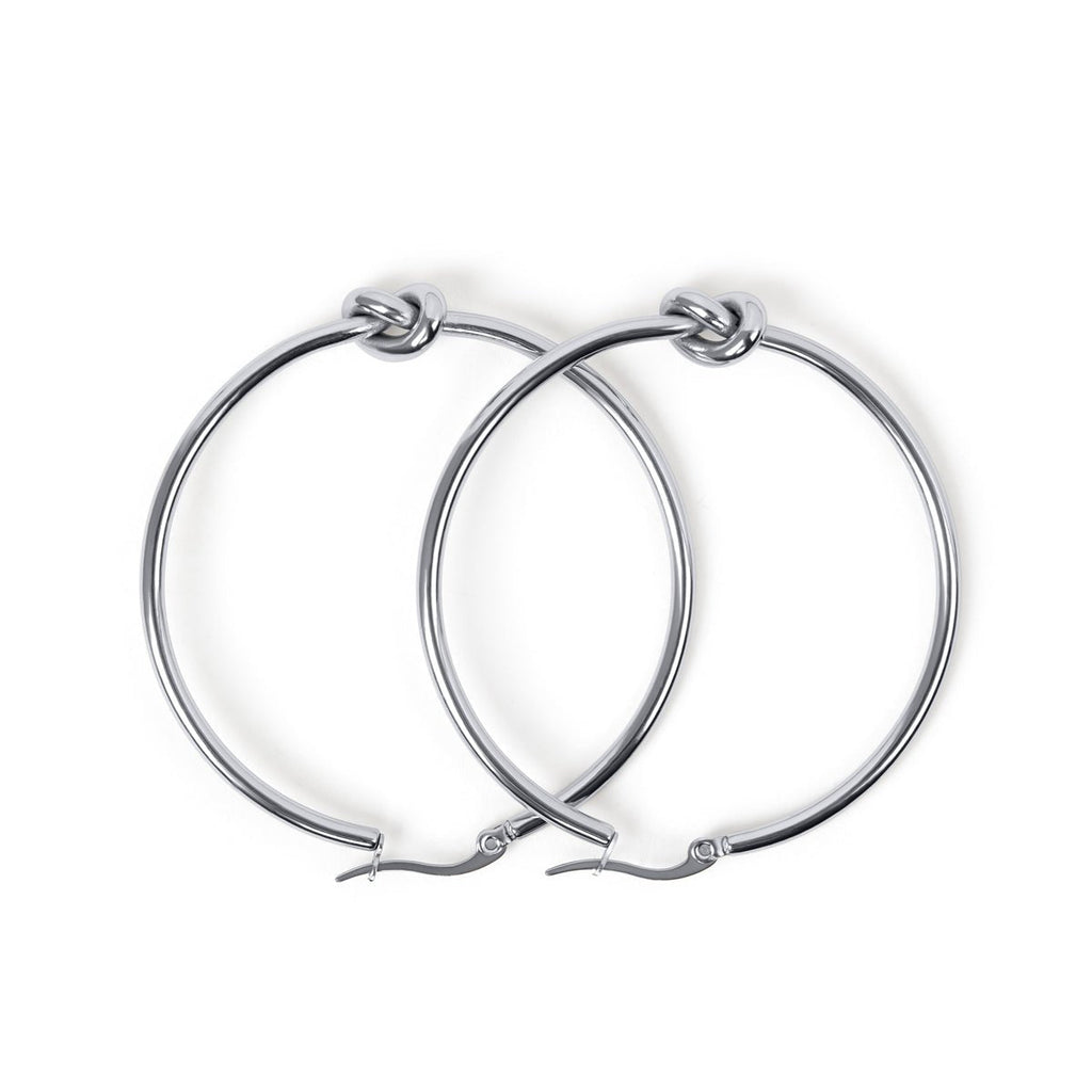 Central Knot Hoop Earring - Silver