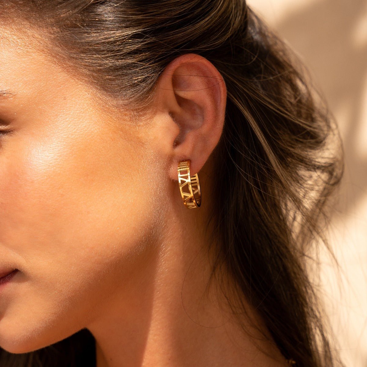 Numeral Hoop Earring Plated in 18K Gold