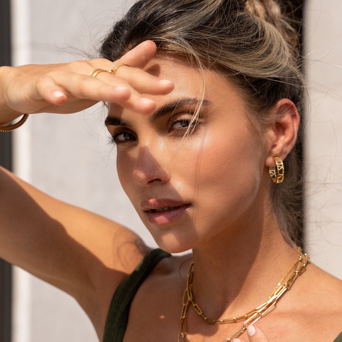 Numeral Hoop Earring Plated in 18K Gold