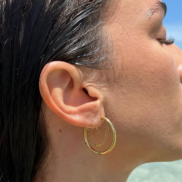 Pipa Hoop Earring Plated in 18K Gold
