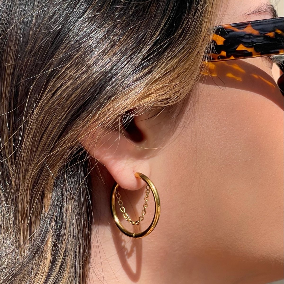 Pipa Hoop Earring Plated in 18K Gold
