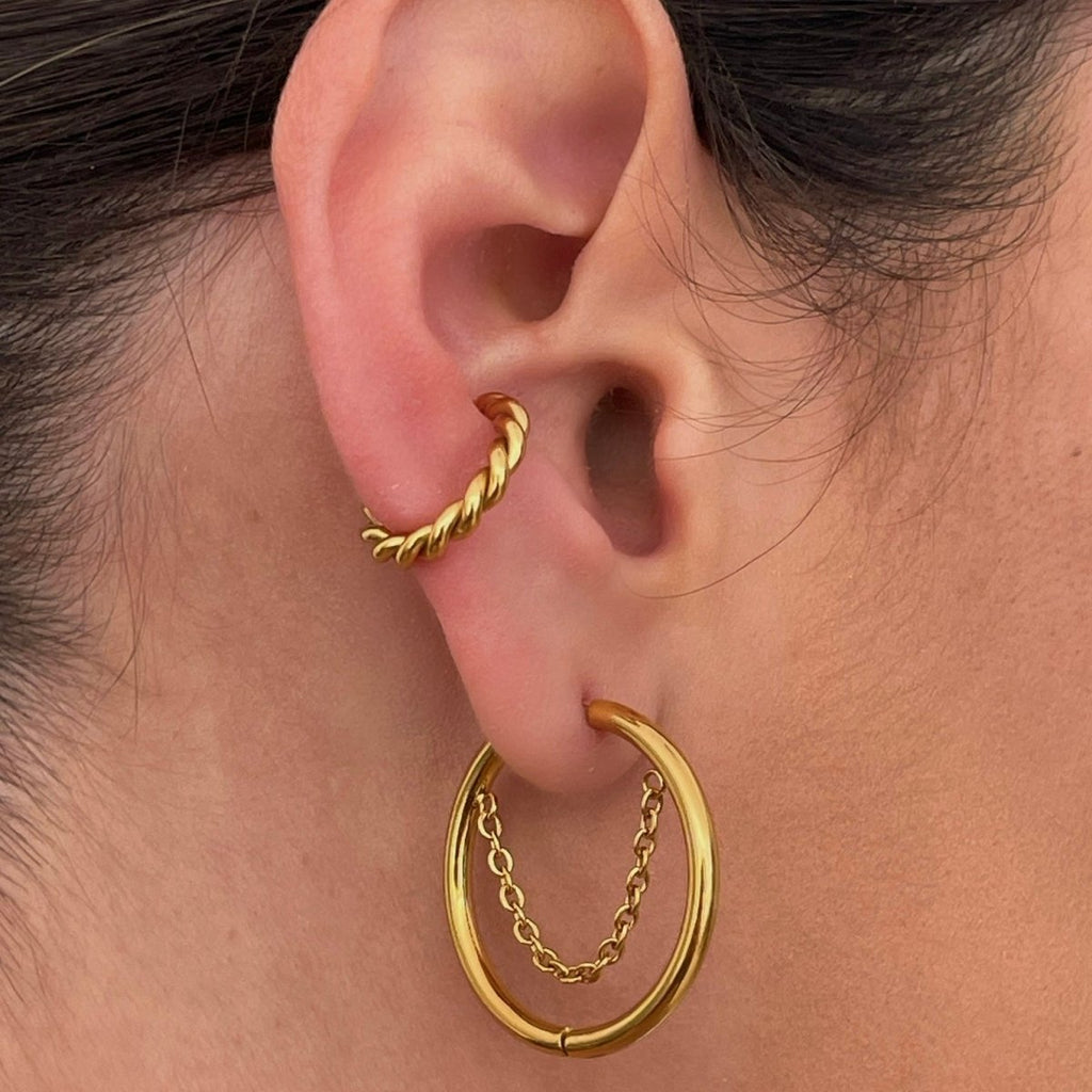 Pipa Hoop Earring Plated in 18K Gold