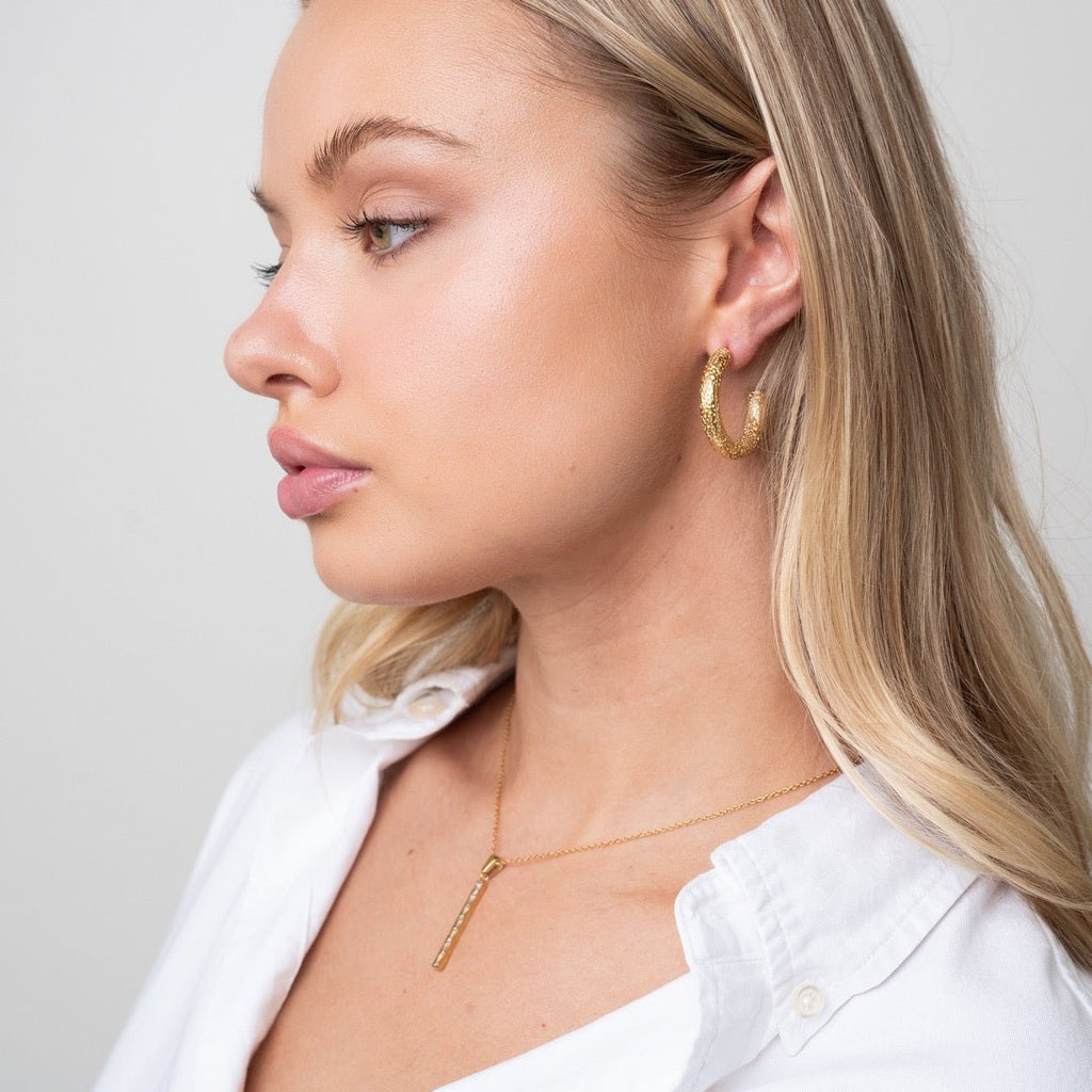 Textured Hoop Earring Plated in 18K Gold