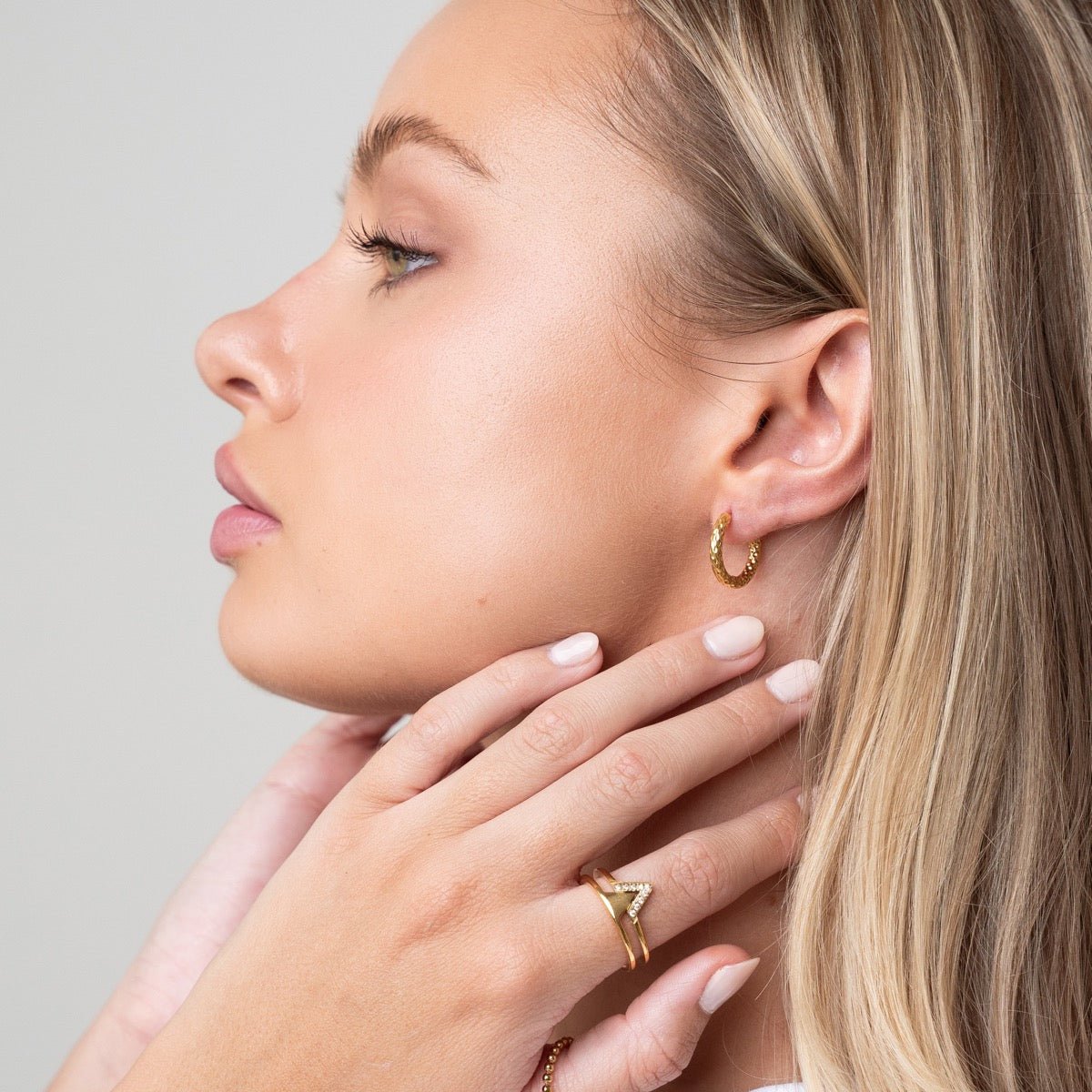 Textured Hoop Earring Plated in 18K Gold