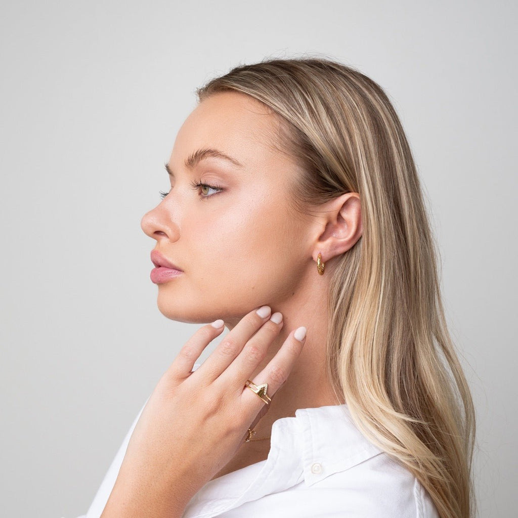 Textured Hoop Earring Plated in 18K Gold
