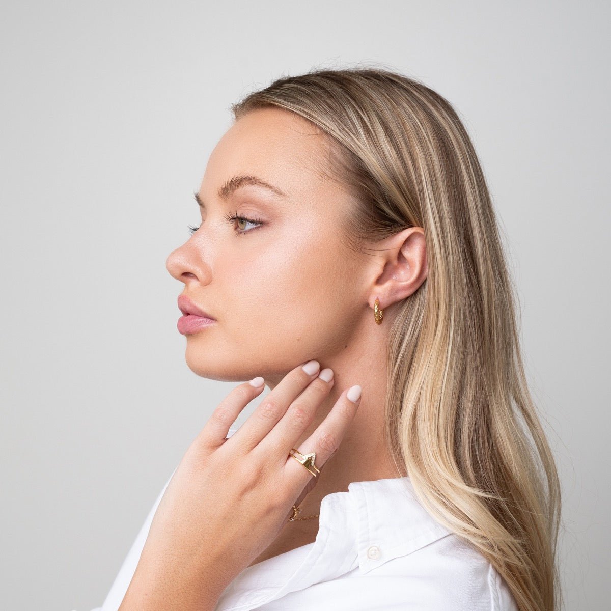 Textured Hoop Earring Plated in 18K Gold