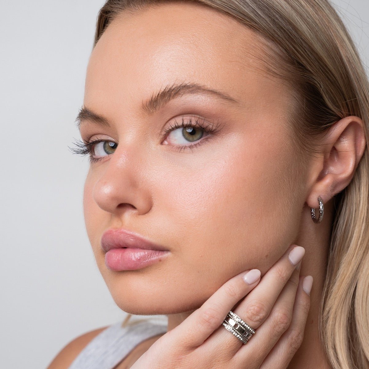 Textured Hoop Earring - Silver