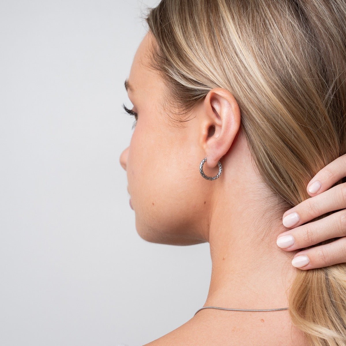 Textured Hoop Earring - Silver