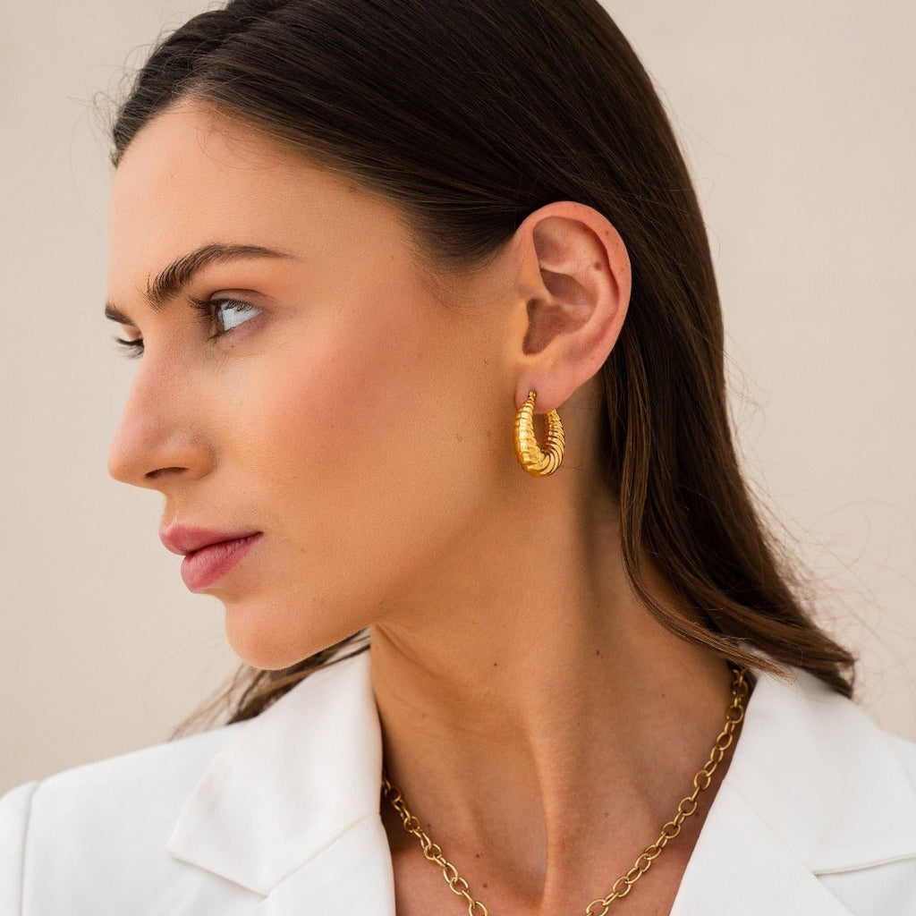 Croissant Hoop Earring Plated in 18K Gold