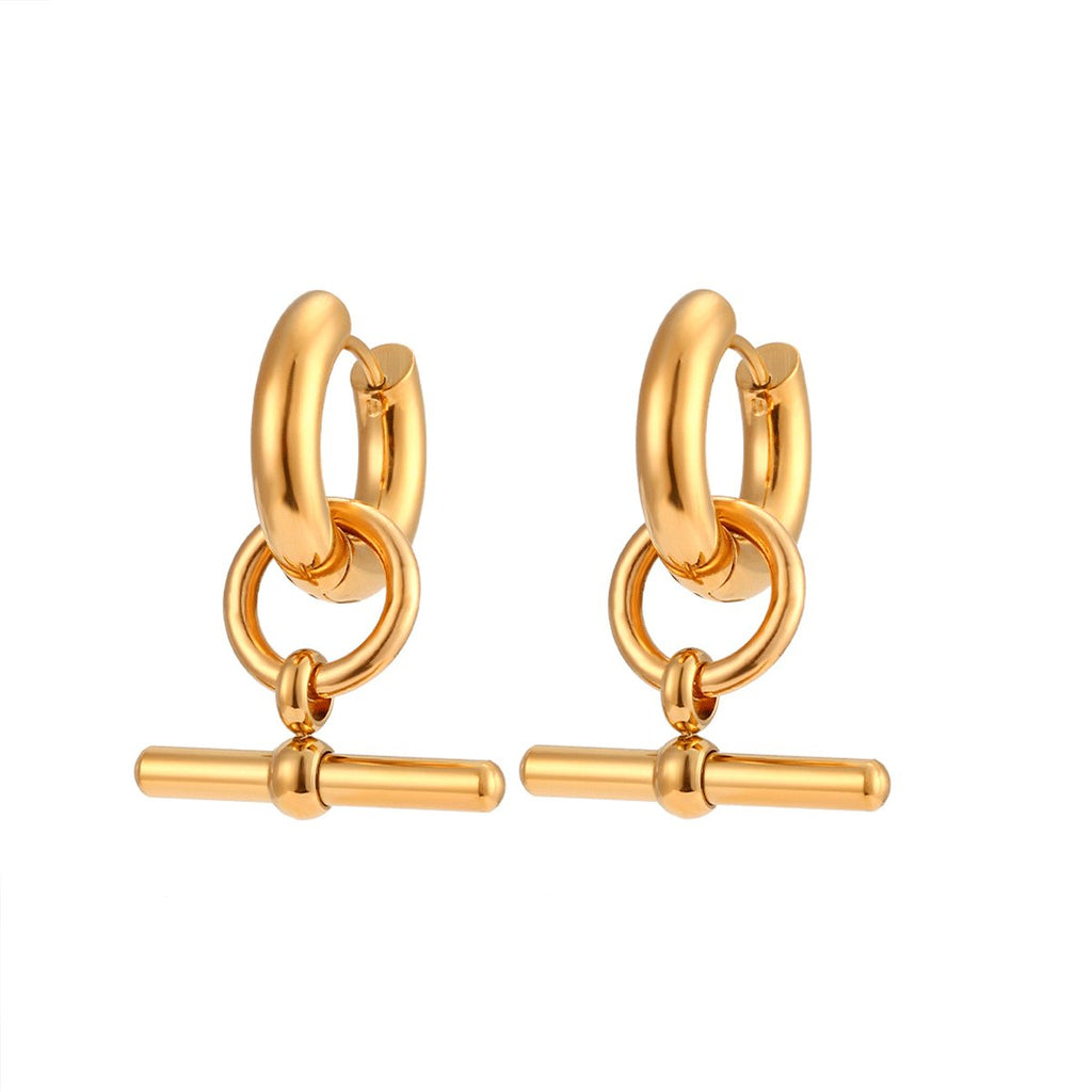 T-Bar Stud Earring Plated in 18k Gold