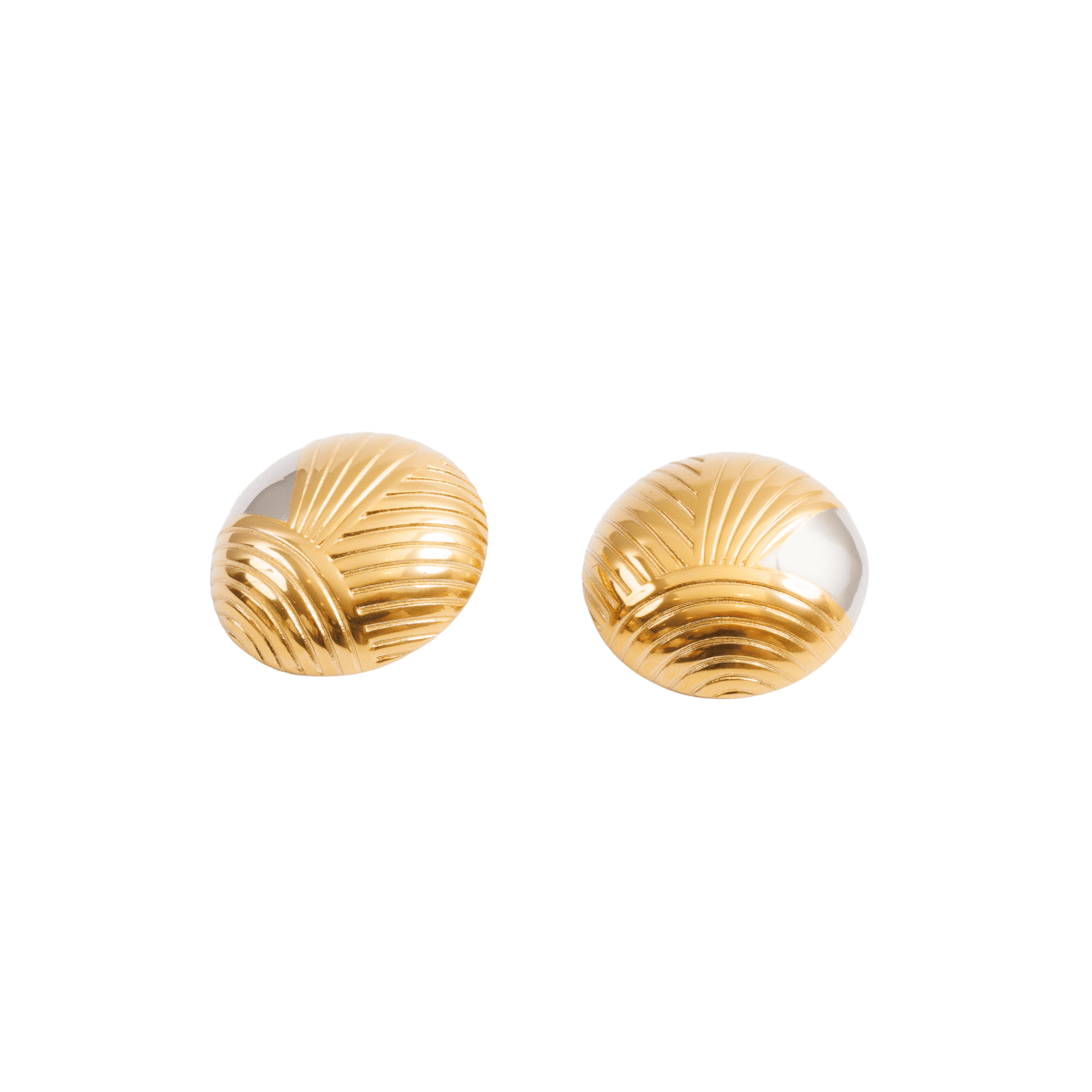 Textured Sphere Earring with a Mix of Gold and Silver Finishes
