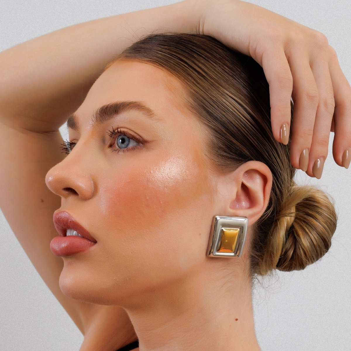 Geometric Earring with Gold and Silver Finish