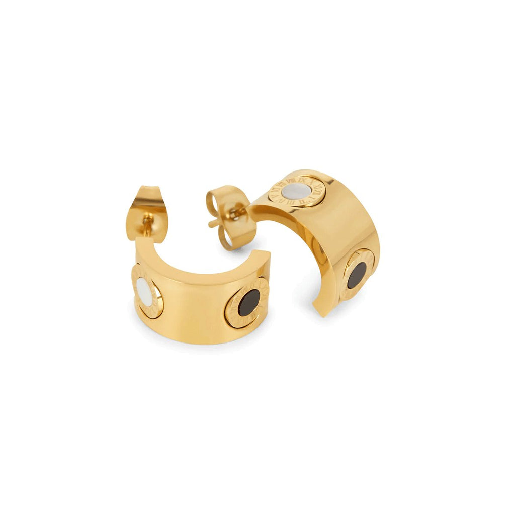 Rotating Earring with Roman Numerals Plated in 18K Gold