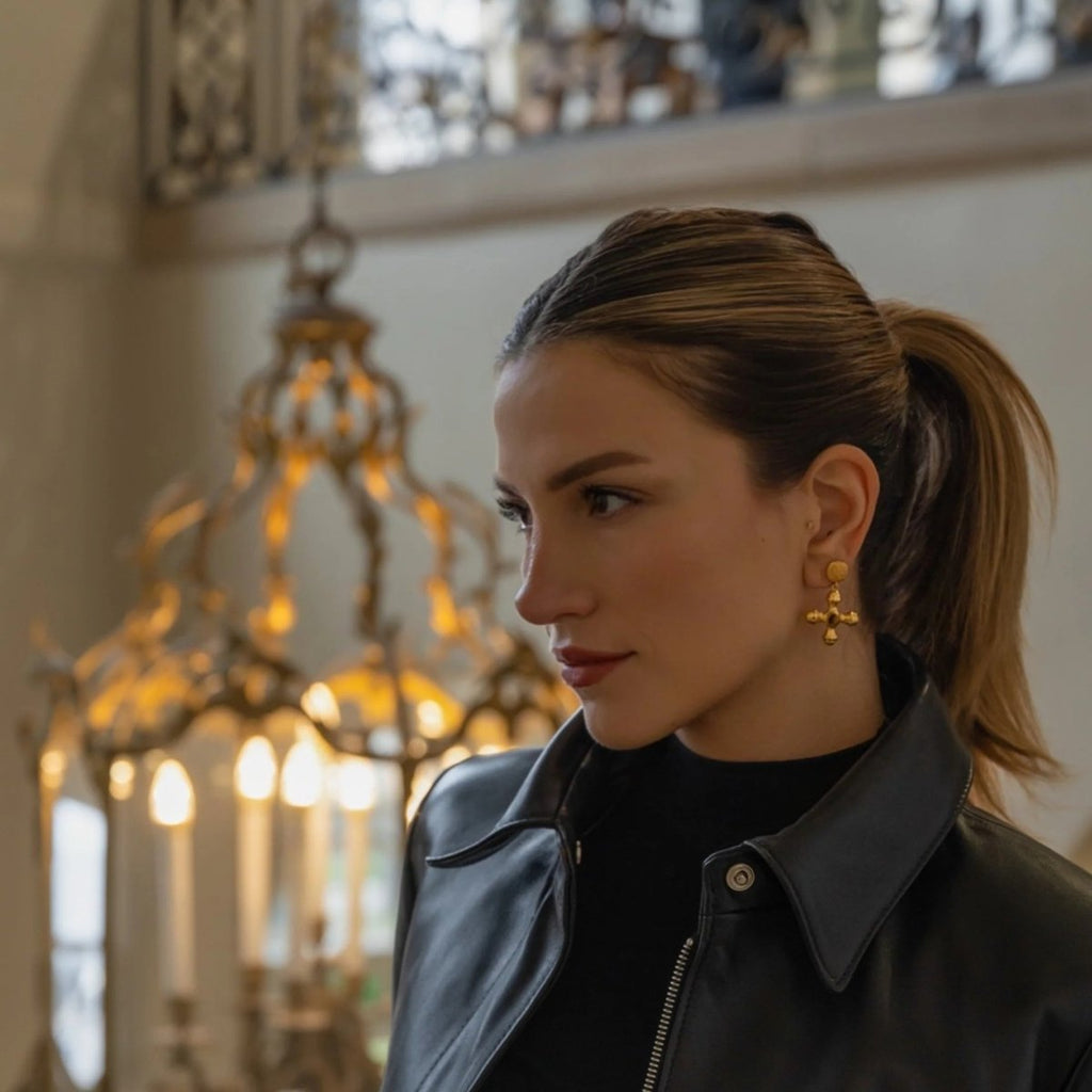 Tiger Eye Earring Plated in 18k Gold