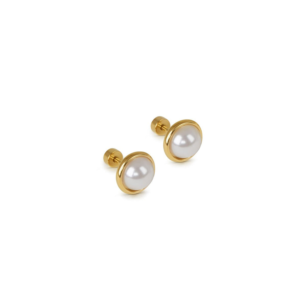 Single Pearl Earring Plated in 18K Gold
