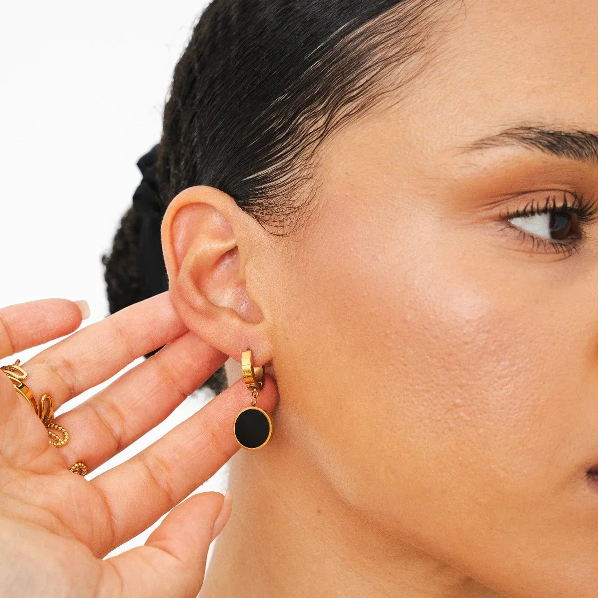 Noir Pendant Earring Plated in 18k Gold