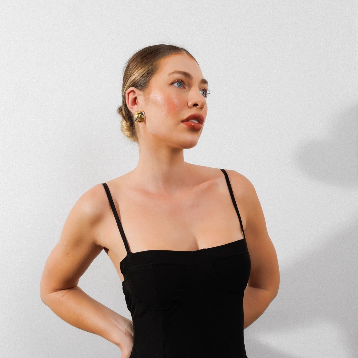 Spiral Square Earring with Gold and Silver Mix